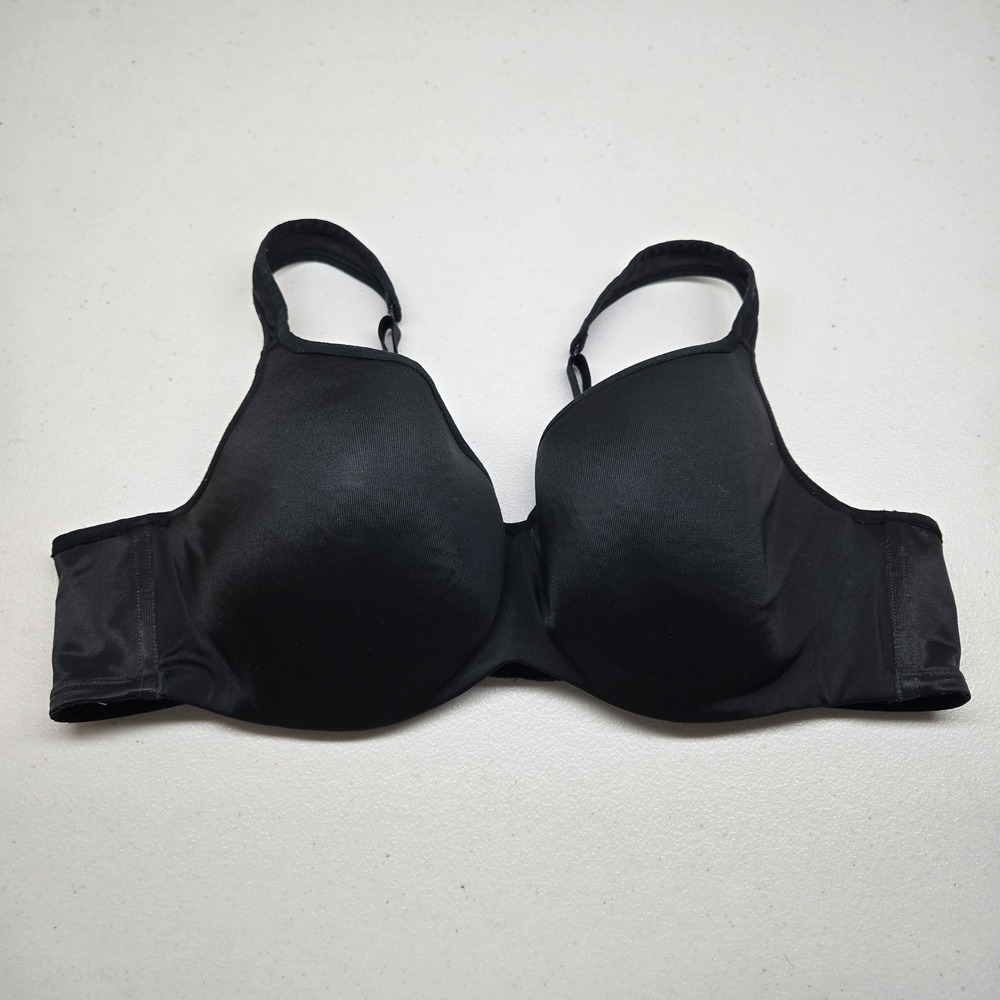 Cacique Women Bra 44B Black T Shirt Underwired Strap Adjustable
